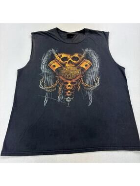 Harley Davidson Y2K Skull Sleeveless Tank Top Size Large